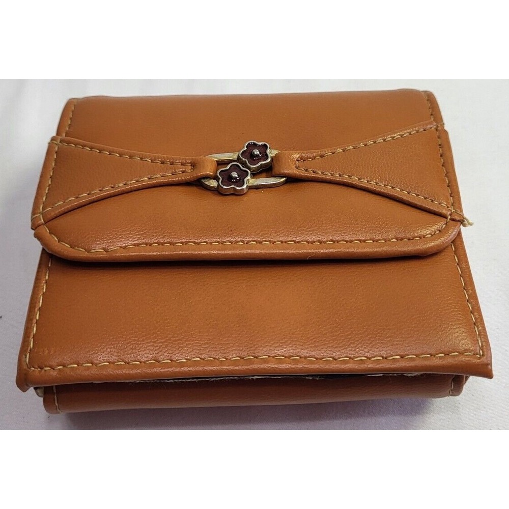 Vintage‎ Roger Gimbel L Brown Multipurpose Bifold Wallet & Change Purse Flowers